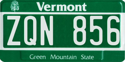 VT license plate ZQN856
