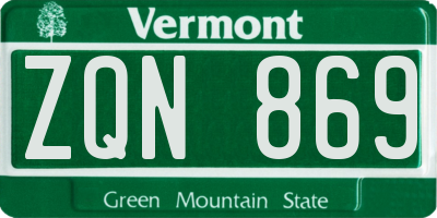 VT license plate ZQN869