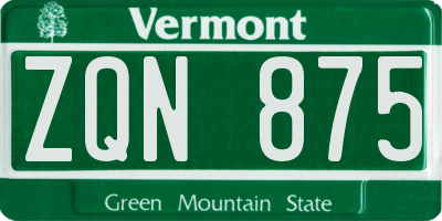 VT license plate ZQN875