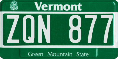 VT license plate ZQN877