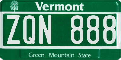 VT license plate ZQN888