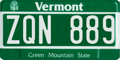VT license plate ZQN889