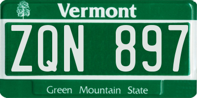VT license plate ZQN897