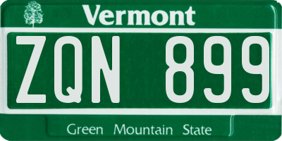 VT license plate ZQN899