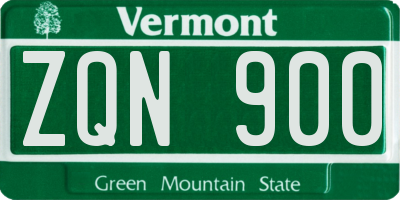 VT license plate ZQN900