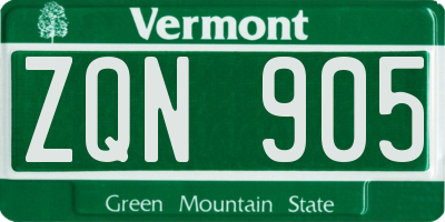 VT license plate ZQN905