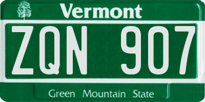 VT license plate ZQN907