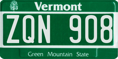 VT license plate ZQN908