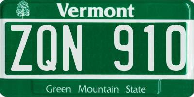 VT license plate ZQN910
