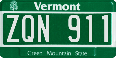 VT license plate ZQN911