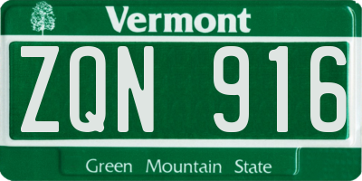 VT license plate ZQN916