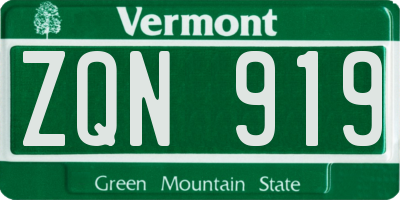 VT license plate ZQN919