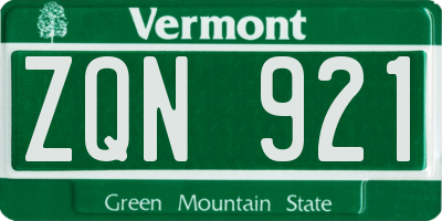 VT license plate ZQN921