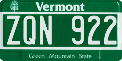 VT license plate ZQN922