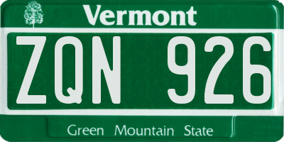 VT license plate ZQN926