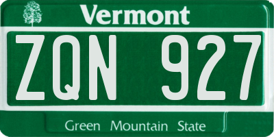 VT license plate ZQN927