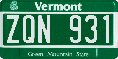 VT license plate ZQN931