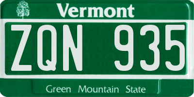 VT license plate ZQN935