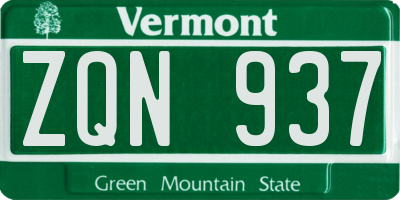 VT license plate ZQN937