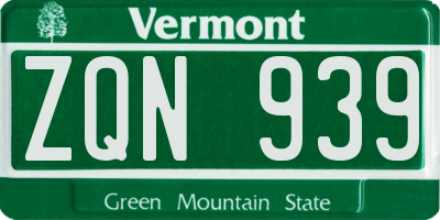VT license plate ZQN939