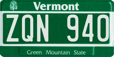 VT license plate ZQN940