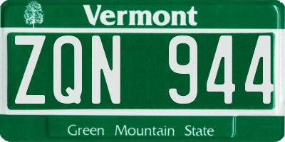 VT license plate ZQN944