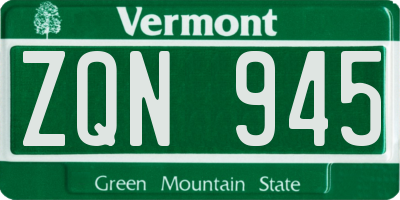 VT license plate ZQN945