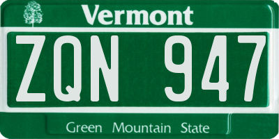 VT license plate ZQN947