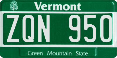 VT license plate ZQN950