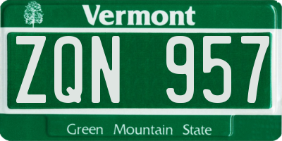 VT license plate ZQN957