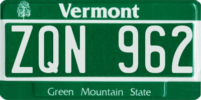 VT license plate ZQN962