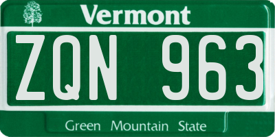 VT license plate ZQN963