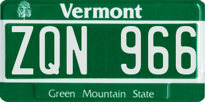 VT license plate ZQN966