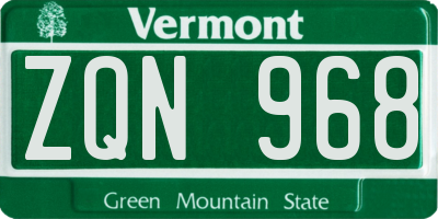 VT license plate ZQN968