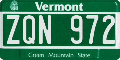 VT license plate ZQN972