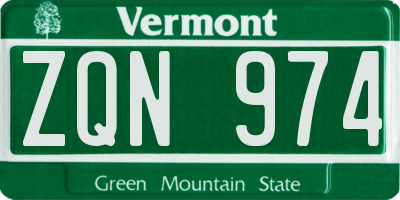 VT license plate ZQN974