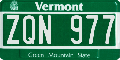 VT license plate ZQN977