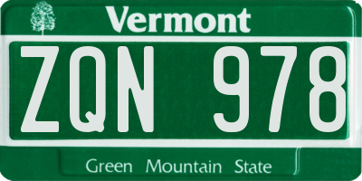 VT license plate ZQN978