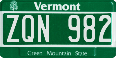VT license plate ZQN982