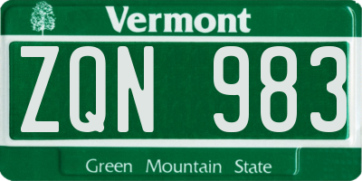 VT license plate ZQN983