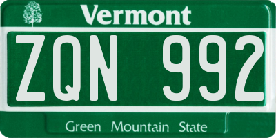 VT license plate ZQN992