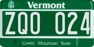 VT license plate ZQO024