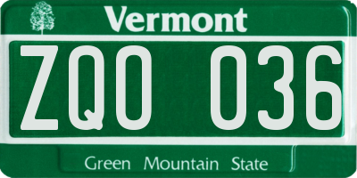 VT license plate ZQO036