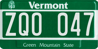 VT license plate ZQO047