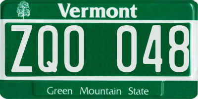 VT license plate ZQO048