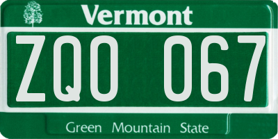 VT license plate ZQO067