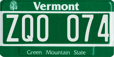 VT license plate ZQO074
