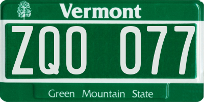 VT license plate ZQO077