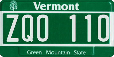 VT license plate ZQO110