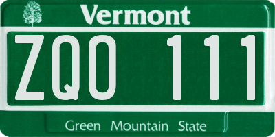 VT license plate ZQO111